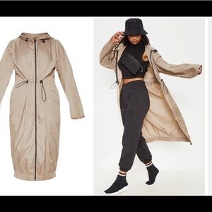 Stone Maxi Hooded Windbreaker PLT, NWT